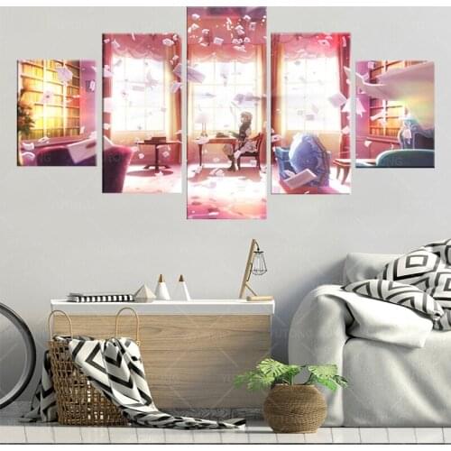 Violet Evergarden Anime Modern Painting Canvas Wall Art 5 Piece Canvas Wall Art Painting HD Print Canvas For Living Room Artwork