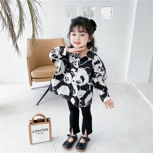 Panda Children Clothes Spring Summer Girls Cotton Blouses Shirts Kids Teenagers Outwear Breathable High Quality