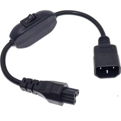 IEC 320 C14 Male to C5 Female Extension cable with 10A On/Off Switch Power Adapter cord For PDU UPS 30cm/60cm