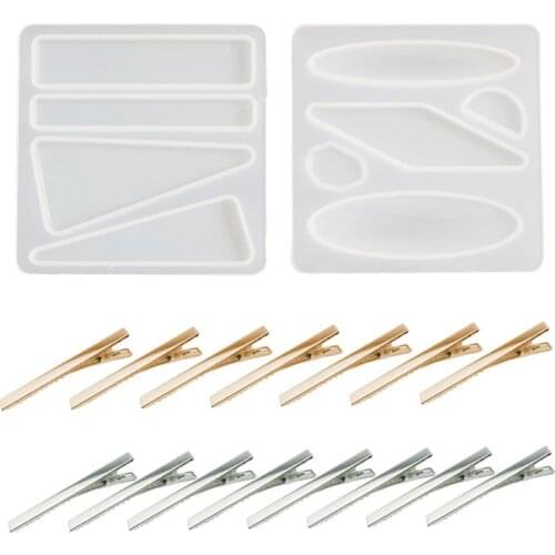 Crystal Epoxy Resin Mold Hair Clip Barrette Casting Silicone Mould Handmade DIY Crafts Jewelry Making Tools