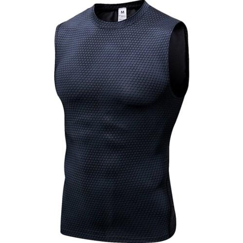 Mens top 3D printed vest PRO fitness running training vest bodysuit stretch quick-dry sport underwear
