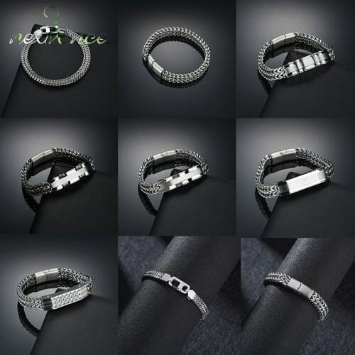 Nextvance Glamorous Men Stainless Steel Bracelets Double Edit Square Keel Bracelet For Men Father Boyfriend Lover Jewelry Gift