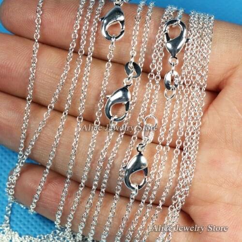 Wholesale 10pcs/lot 1mm Silver Plated "O" Shape Chain Necklaces 16" 18" 20" 22" 24" Wholesale Fashion Jewelry Necklace Chains