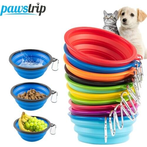 Pawstrip Pet Dog Bowl Feeder Folding Silicone Dog Bowl Travel Outdoor Puppy Water Bowl Pet Food Bowl For Dogs Cat 350/650/1000ML