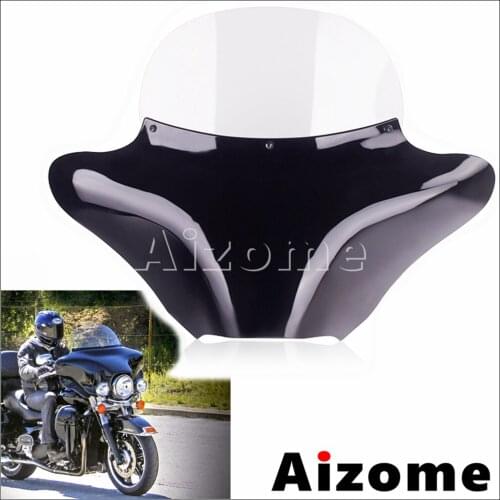 1x Black Batwing Motorcycle Front Fairing w/Clear Windshield For Harley Road King FLHR FLHRCI Heirtage Fat Boy Softail 1989-2012