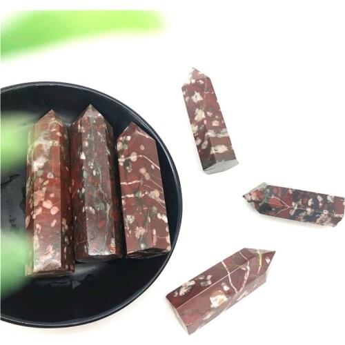 Drop Shipping 1PC Natural Plum Blossom Quartz Obelisk Crystal Wand Point Healing Stones Specimen Natural Stones and Crystals