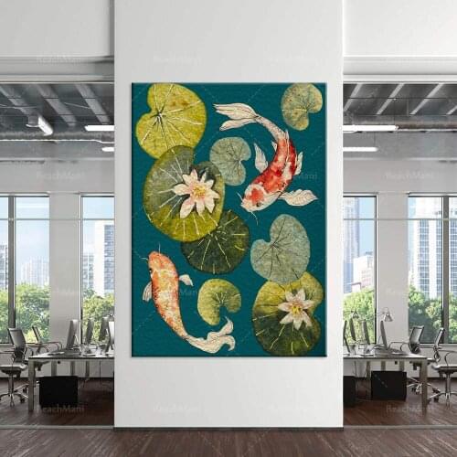Koi fish print art, koi fish painting, koi pond art print, color fish wall art, watercolor fish Japanese fish print poster