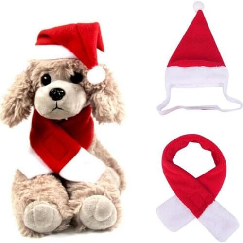 Christmas Clothes Warm Dog Cat Clothes Cat Costume Kitten Santa Claus Red Scarf Hat Deer Head Cute Puppy Cloak Pet Warm Clothes