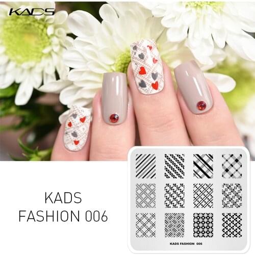 KADS Grid design Nail Stamp Template Fashion Nail Stamping Plate Decorations DIY Image Template Manicure Plate Stencil
