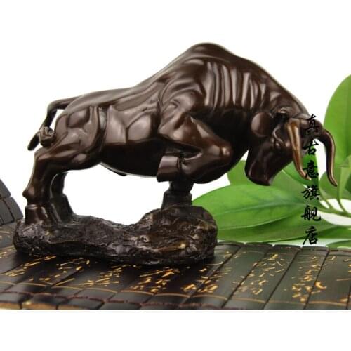 Old light pure bull bull dig copper ornaments World Fortune venture cattle Wangcai Taurus decoration Home Furnishing