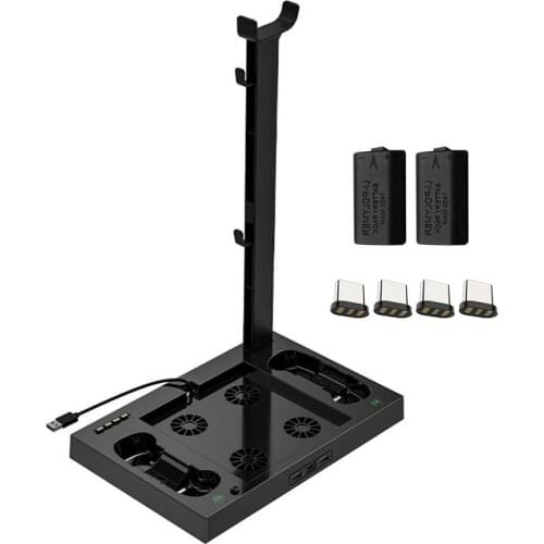 Vertical Stand Charging Dock For Xbox Series X Console Controller Accessories With Cooling Fans And 1400mAh Rechargeable Battery