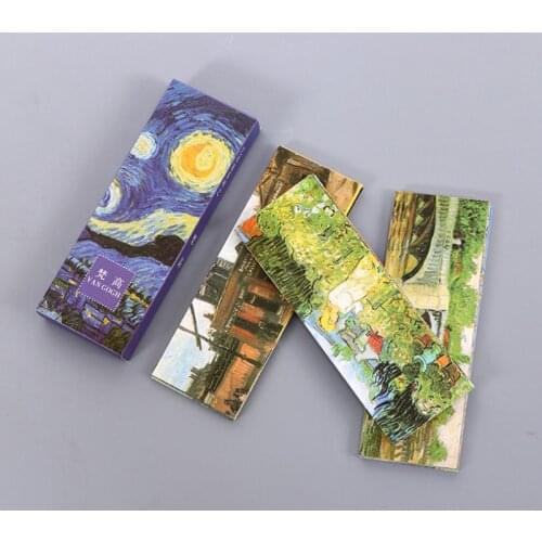 1Box Kawaii Van Gogh Paper Bookmark Cute Exquisite Art Book Mark Page Folder Office School Supplies Stationery 30 Sheets/box