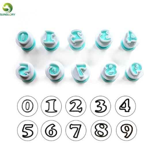 10PCS/SET Numbers Cookie Cutter Plastic Sugarcraft Mould DIY Baking Fondant Biscuit Mold Cupcake Pastry Cake Decorating Tools