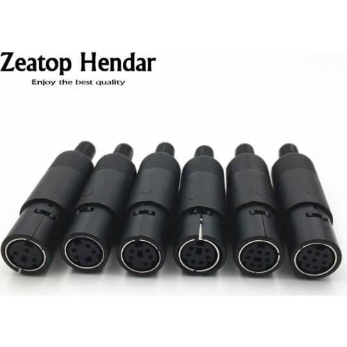 10Pcs Mini 3 4 5 6 7 8 Pin Din Female Plug With Plastic Handle Adapter Soldering Cables DIY Connector