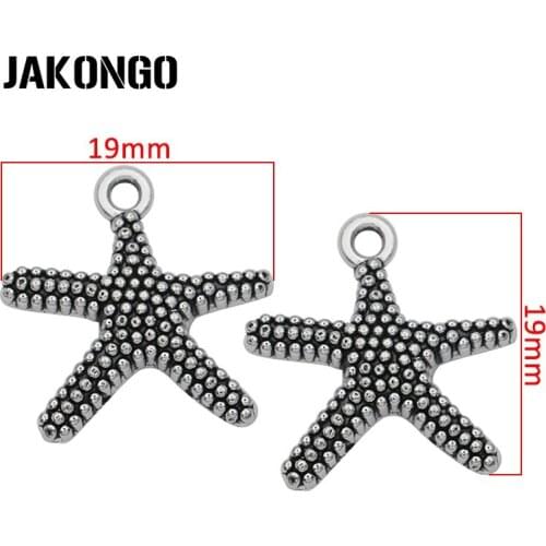 20pcs Antique Silver Plated Starfish Charms Pendants for Jewelry Making Bracelet Necklace Findings DIY Handmade 19*19mm