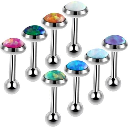 3Pcs/lot Stainless Steel Earring Piercing Ear Stud Opal Stone Ear Cartilage Tragus Helix Earring Piercing Body Jewelry 16G