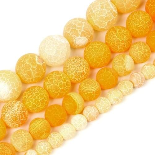 4-12mm Natural Stone Beads Loose Round Frosted Yellow Weathered Stone Beads For Jewelry Making DIY Charm Bracelet Necklace