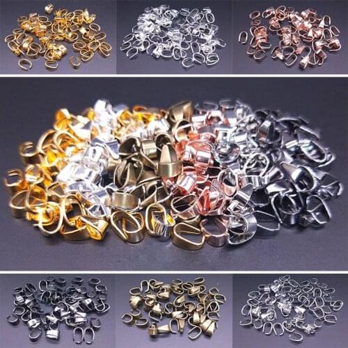 50pcs 7x4/9x5mm Pendant Necklace Buckle Clasp Connectors, Pinch Clip Bail Pendant Hooks DIY Jewelry Findings Accessories