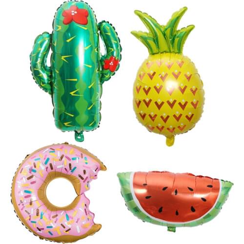 63x73cm Cactus Donut Aluminum Balloon Birthday Balloon Party Decoration Pineapple Watermelon Fruit Balloon Birthday Decoration