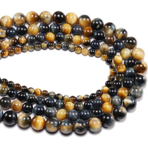 4 6 8 10 12mm Natural Stone Blue Gold Tiger Eye Agat Round Beads Loose Spacer Bead For Jewelry Making DIY Bracelet Accessories