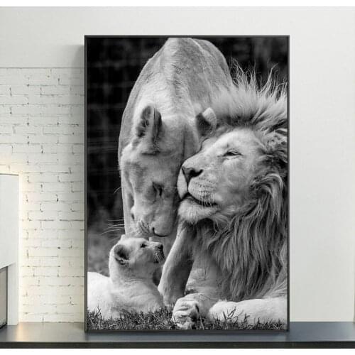 Black white African Wild Lion family DIY diamond painting,full drill animal diamond embroidery mosaic cross stitch home painting