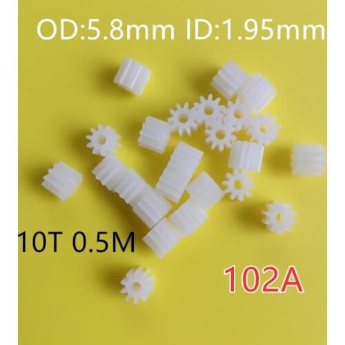 Free Shipping 20pcs 102A 0.5M 10T Pinion Gear Modulus 0.5 10 Tooth Teeth Plastic Gear Motor Spare Parts Toy Model Accessories