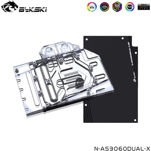 Bykski GPU Water Cooling Block For ASUS DUAL RTX 3060 12G GAMING With Back Plate,Support Motherboard Control,N-AS3060DUAL-X