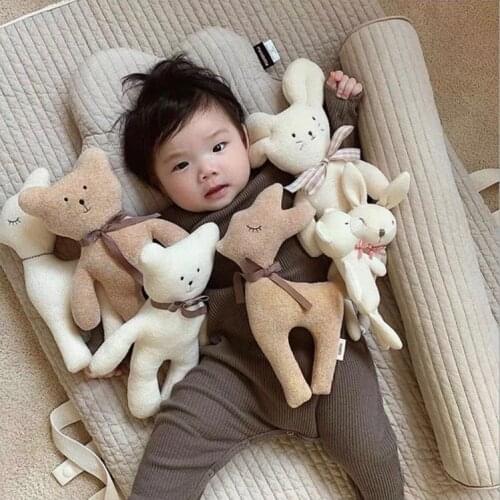Baby Plush Toys Room Decoration Cow Deer Bear Stuffed Dolls for Infant Kids Bedding Sleep Toys Photography Props