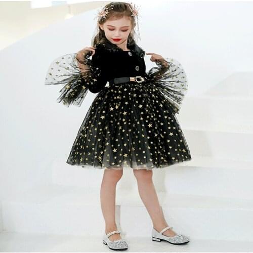 Flower Girl Dress O-Neck Full Princess Elegant Knee-Length Jersey Sequined Pearls Crystal Sashes Luxury Lace Kid Party Gown H173