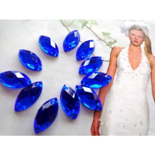 Flatback rhinestones 300pcs 6*12mm royalblue Sew on stone r gem acryl crystal strass diamond hand sewing