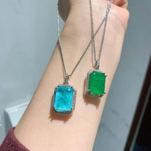 Funmode Trendy Geometric Blue Green Rhinestone Necklace For Women Jewelry Gifts Pendientes Necklace Wholesale FN71