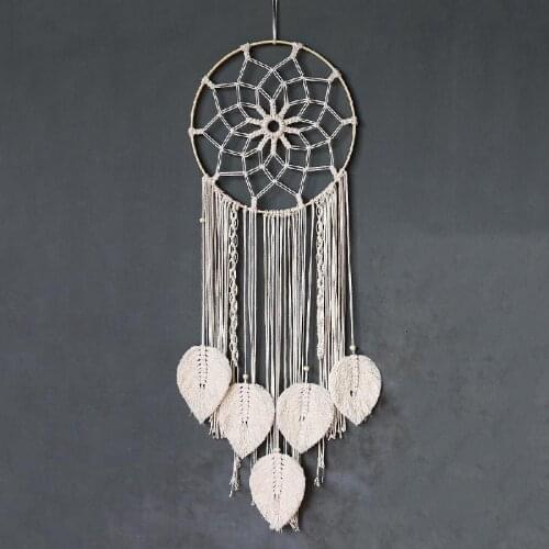 Ins Nordic Woven Tapestry Patch Dream Net Wall Hanging Home Bohemian Hand-woven Leaf Wall Hanging Decorations
