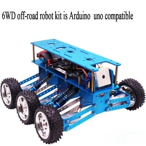 6WD off-road robot kit is compatible with Arduinouno search and rescue smart car chassis 6 drive aluminum frame