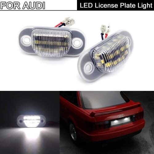 2Pcs High Brightness White LED License Plate Light Number Plate Lamp For Audi 80 B4 Cabriolet 100/S4 A6/S6