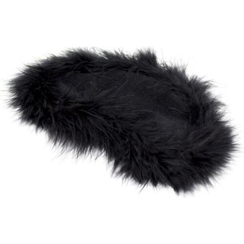 Leather Bondage Erotic Eye Mask Spanking Black Feather Ribbon Erotic Mask Stretchy Furry