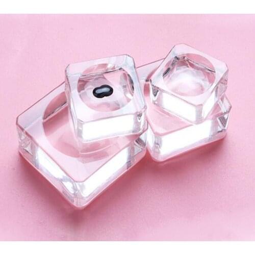 Square Crystal Glass Gasket False Eyelash Stand Glue Pad 4 Size Glue Holder Eyelashes Adhesive Pallet Paste Glue Pad Makeup Tool