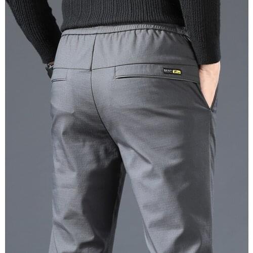 Summer Thin Casual Pants Men Clothing Elastic Waist Straight Slim Mens Dress Pants Fashion