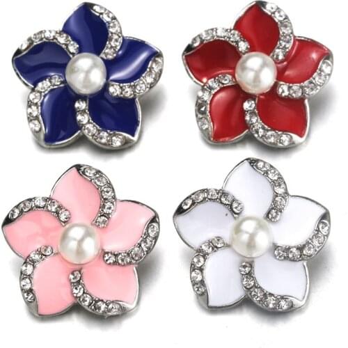 Hot wholesale 10pcs/lot High Quality Mix 18mm Flower Metal Snap Button Charm Rhinestone diy Button Ginger Snaps Jewelry 9870