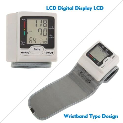 Wrist Tonometer Blood Pressure Monitor Wrist Sphygmomanometer LCD Digital Display Medical Household Use for Measuring Pulse Rate