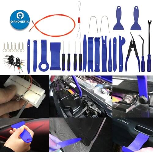48Pcs Car Auto Trim Removal Tool Kit Dash Radio Door Trim Panel Clip Pliers Fastener Remover Car Prying Tool with Storage Bag