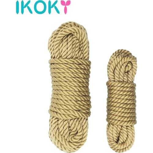 IKOKY Soft Faux Jute Cotton SM Bondage Rope Fetish 5m 10m Restraint Roleplay Slave Sex Toys for Couples Flirting Adult Game