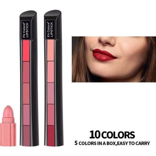 Fit Colors Matte 5 color Lipstick Set Velvet Lip Stick Non-stick Lip Gloss Long Lasting Waterproof Sexy Red Lipstick