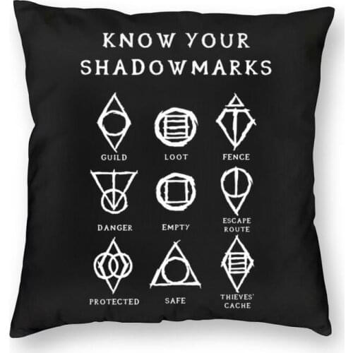 Know Your Shadowmarks Skyrim Square Pillow Case Decoration Cushion Cover Throw Pillow for Car Double-sided Printing