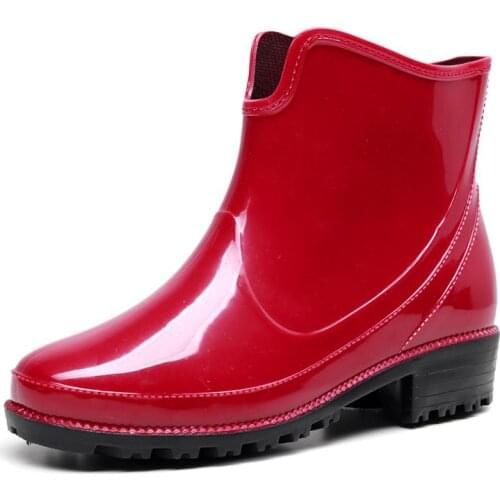 Rain Boots Women Waterproof Girls Rubber Boots Men Black Red Rain Shoes Slip on Non-Slip Sneaker