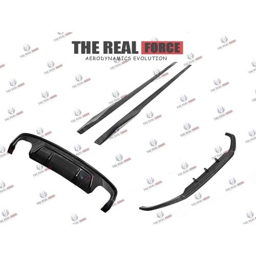 Suitable For 12-16 Audi S5 TRF-V Carbon Fiber Full Lip Body Kit - Front Rear Lip Diffuser Side Skirts Canards