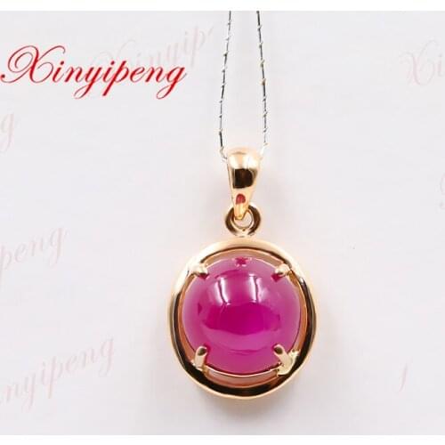 Xinyipeng18K rose gold inlaid natural ruby pendant style beautiful women model