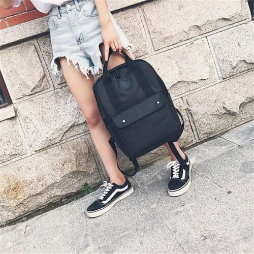 2020 black Women Backpack Female Nylon Teens Men Schoolbag Casual Style Student School Bags for Teenage Girls Back Pack Solid