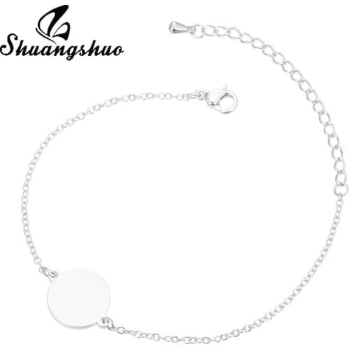 Shuangshuo Pendant Bracelet Round Solid Bracelets for Women Charm Bracelets Femme Fashion Jewelry Bangles Wedding Gift