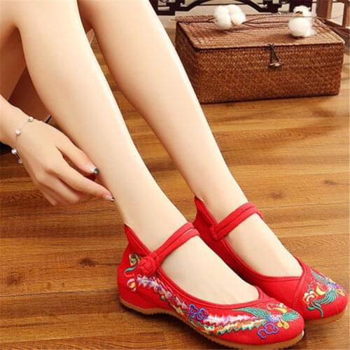 Spring Summer Woman Flat Shoes Vintage Flowers Embroidery Shoes Women Chinese Old Peking Casual Cloth Dancing Shoes Size35-41