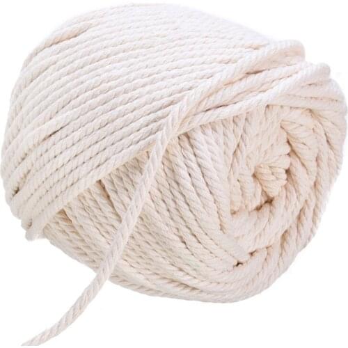1pcs 2/3/4/5/6mm Cotton Beige Macrame Rope Tapestry Making Weave Ropes Natural Twisted Cord For DIY Handicraft Making W/Scissors